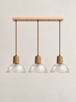 Textured Glass and Rope Pendant Light — C — Arched / 3 Lights