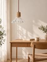 Textured Glass and Rope Pendant Light — product detail and styling