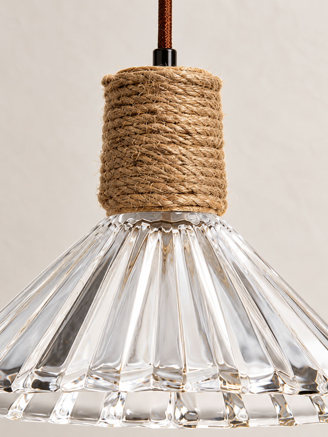Textured Glass and Rope Pendant Light — product detail and styling