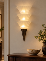Fluted Fan Glass Wall Sconce with 3 lights in an interior setting