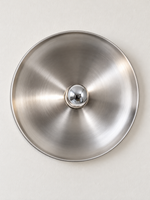 Front view of brushed silver reflector wall light