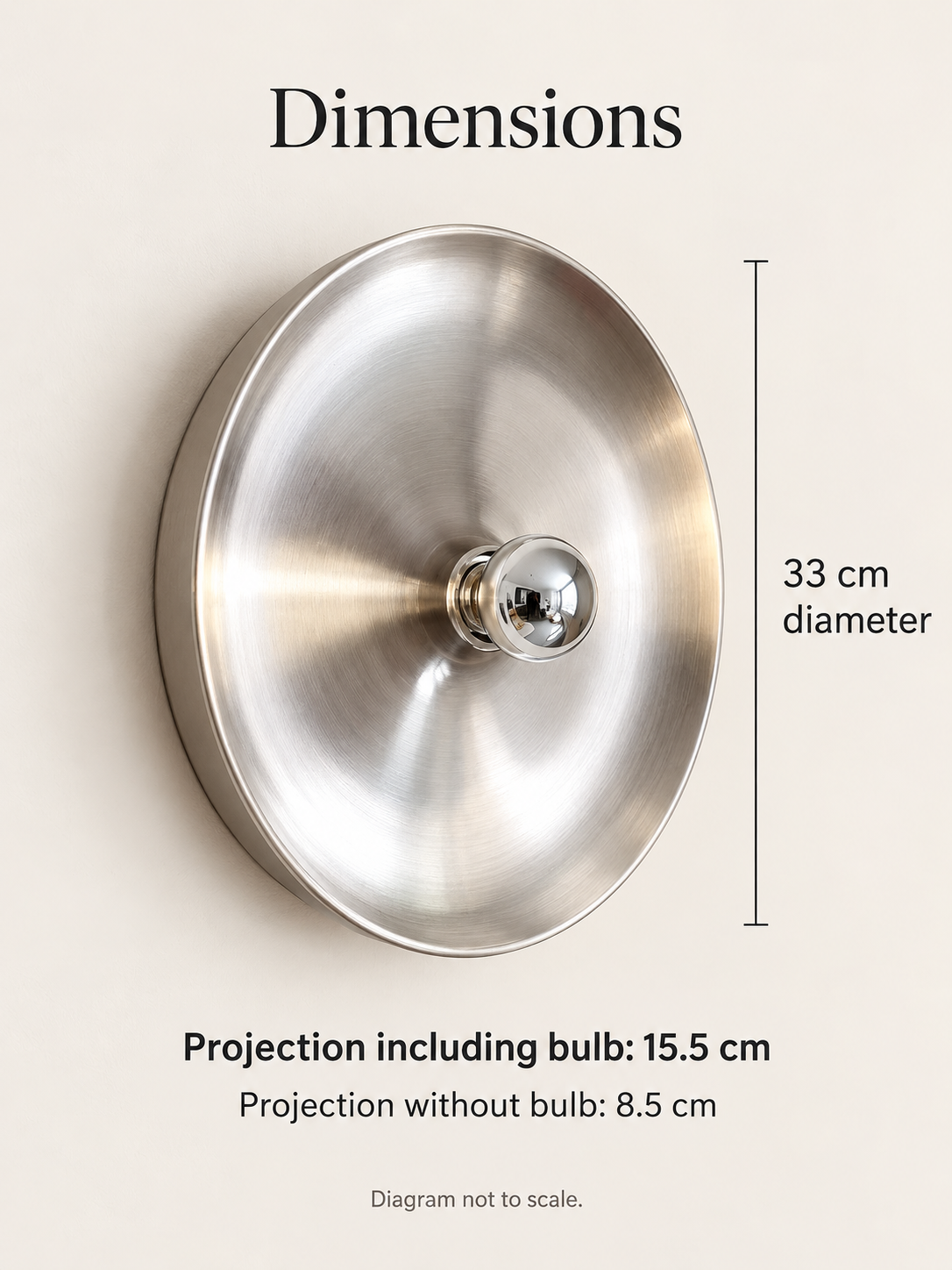 33 cm reflector wall light dimensions