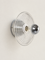 Clear concentric ripple glass hardwired wall light, unlit
