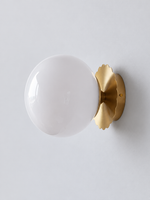 Scalloped-Mount Glass Globe Wall Sconce — Copper-Tone / White — unlit product view