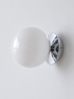 Scalloped-Mount Glass Globe Wall Sconce — Chrome / White — unlit product view