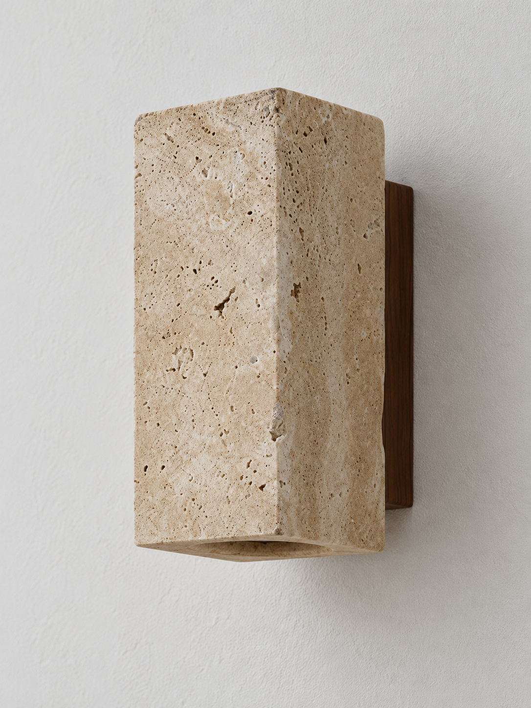 Travertine and wood detail