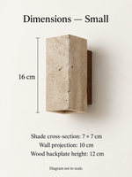 Small wall light dimensions: 7x7x16cm, projection10cm, backplate12cm