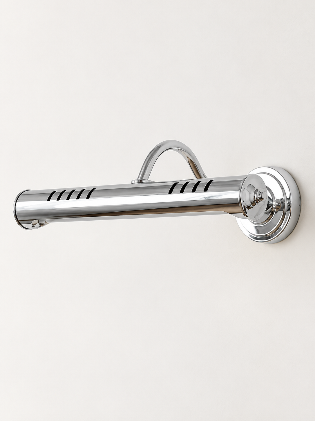 Chrome / Round Backplate slotted metal picture wall light, unlit
