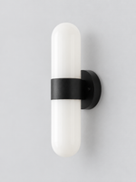 Twin Opal Glass Capsule Wall Sconce — Black + White — unlit product view