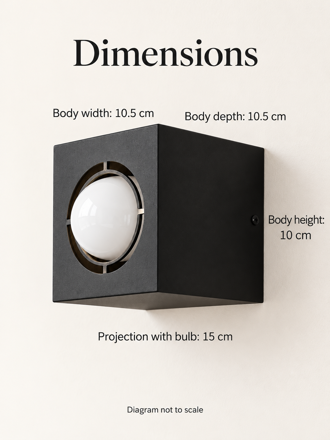 Square iron wall light dimensions