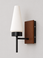 Tapered Glass and Walnut-Tone Wood Wall Sconce — Black / Walnut-Tone / Hardwired — unlit product view