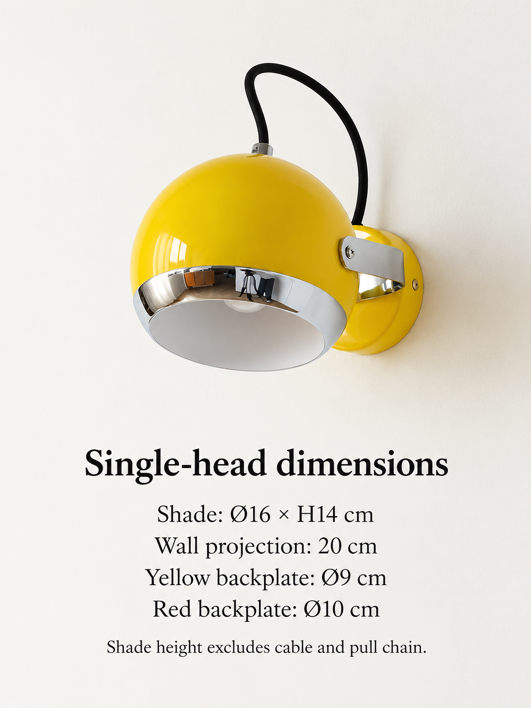 Retro dome wall spotlight 09 single dimensions