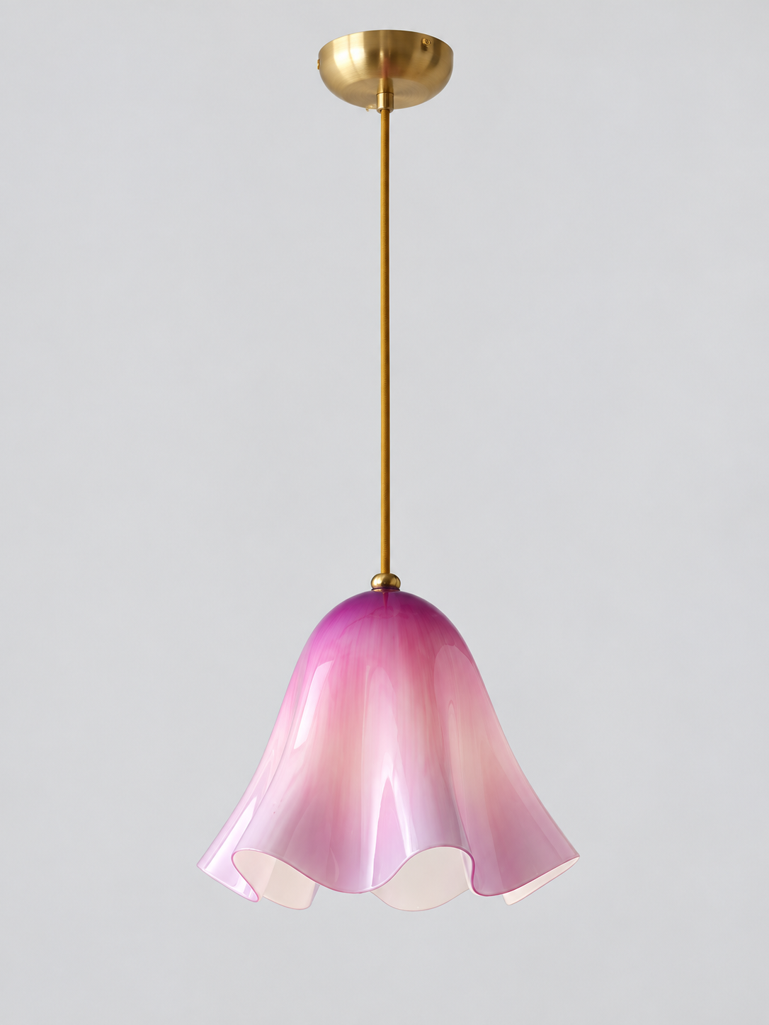 Scalloped Glass Pendant Light, Plain or Beaded — Purple / Plain — unlit product view