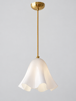 Scalloped Glass Pendant Light, Plain or Beaded — White / Plain — unlit product view