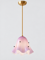 Scalloped Glass Pendant Light, Plain or Beaded — Purple / Beaded — unlit product view