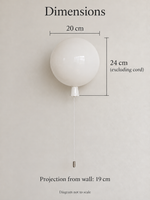 Balloon wall light dimensions: diameter20 cm, height24 cm excluding cord, projection19 cm