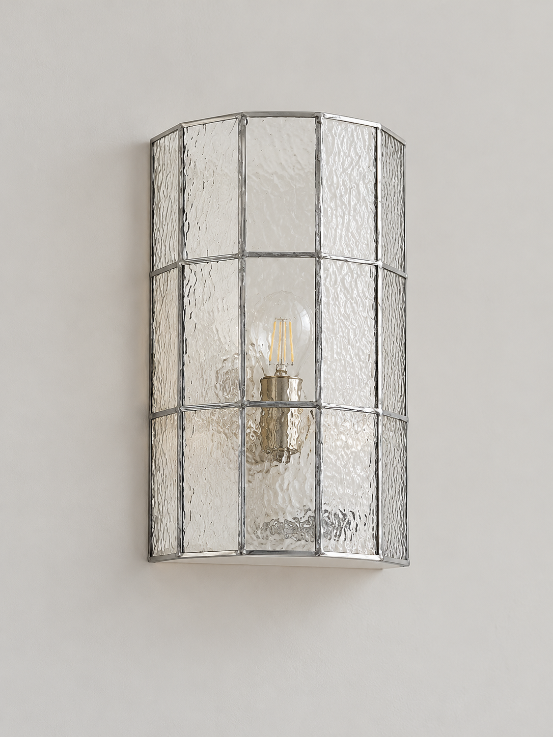 Curved Mosaic Glass Wall Sconce, 220–240V — Clear — unlit product view