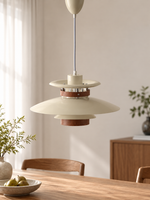 MD3338 tiered aluminum pendant, small beige, unlit