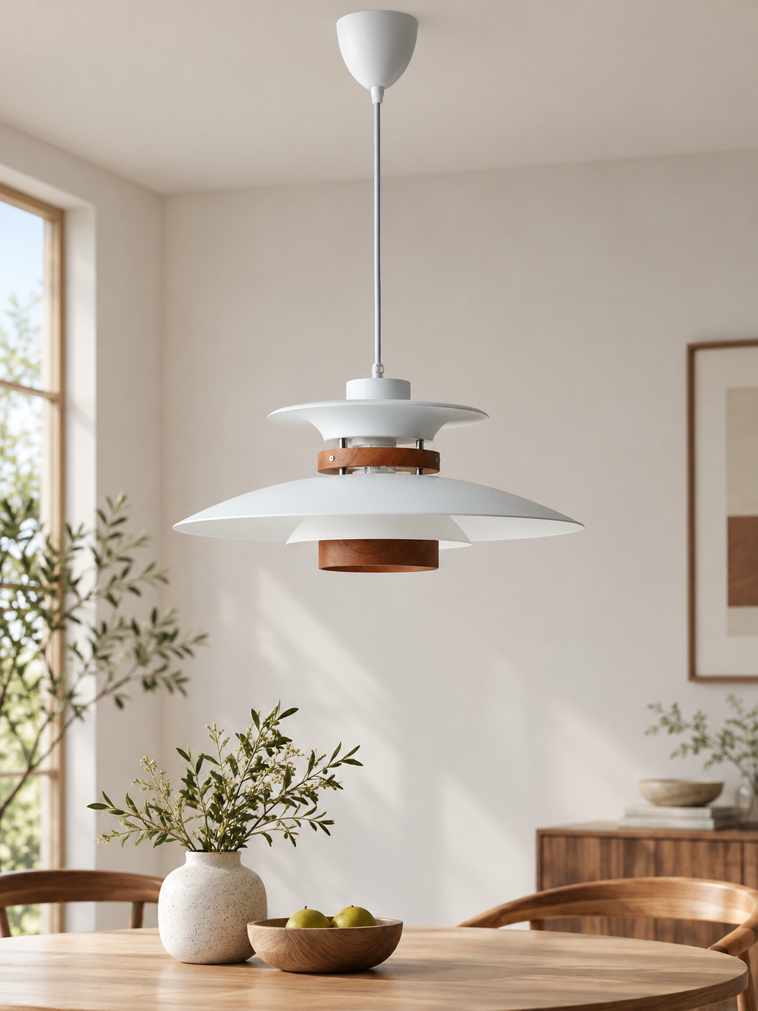 MD3338 tiered aluminum pendant, medium white, unlit