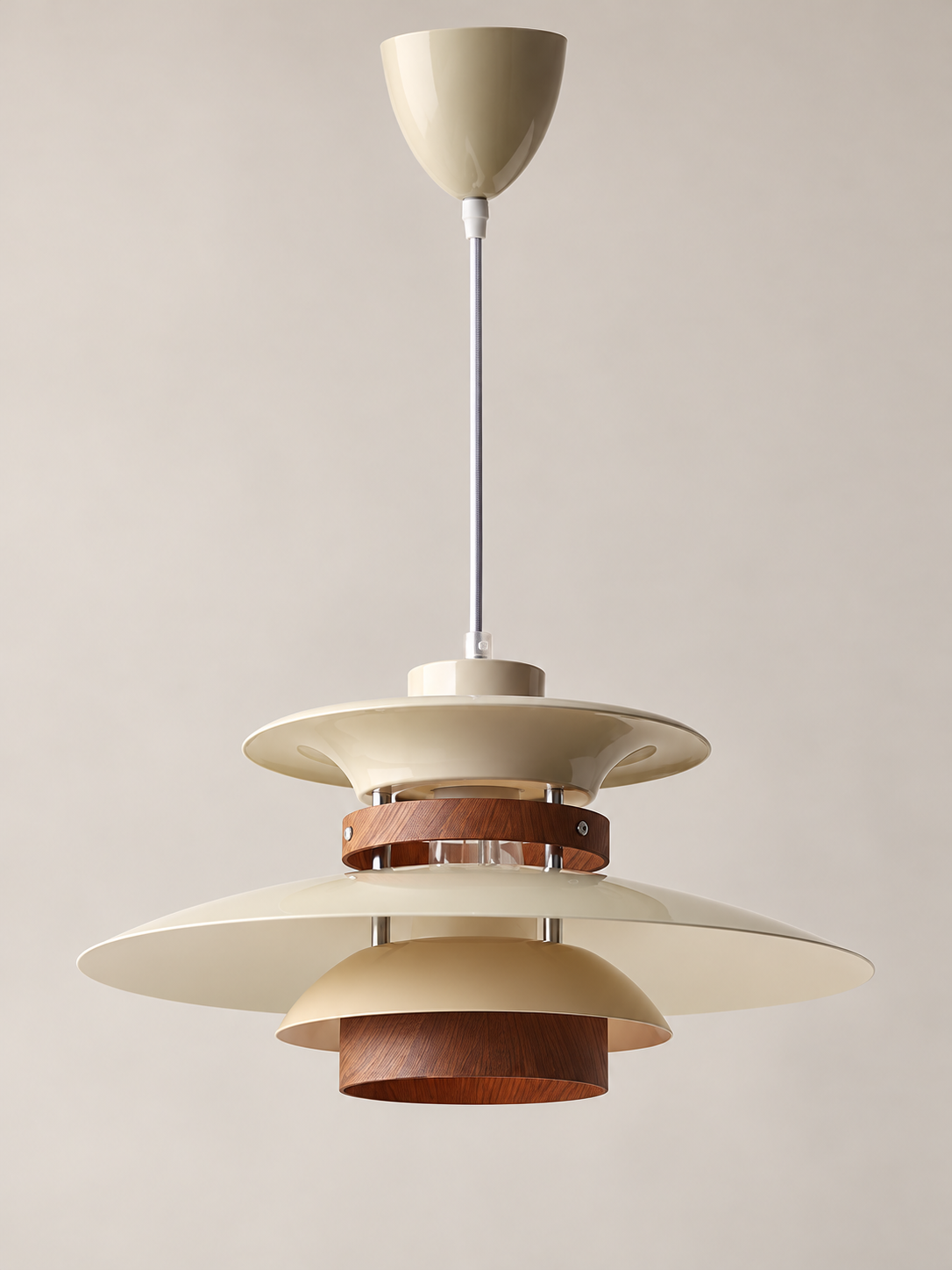 MD3338 tiered aluminum pendant, large beige, unlit