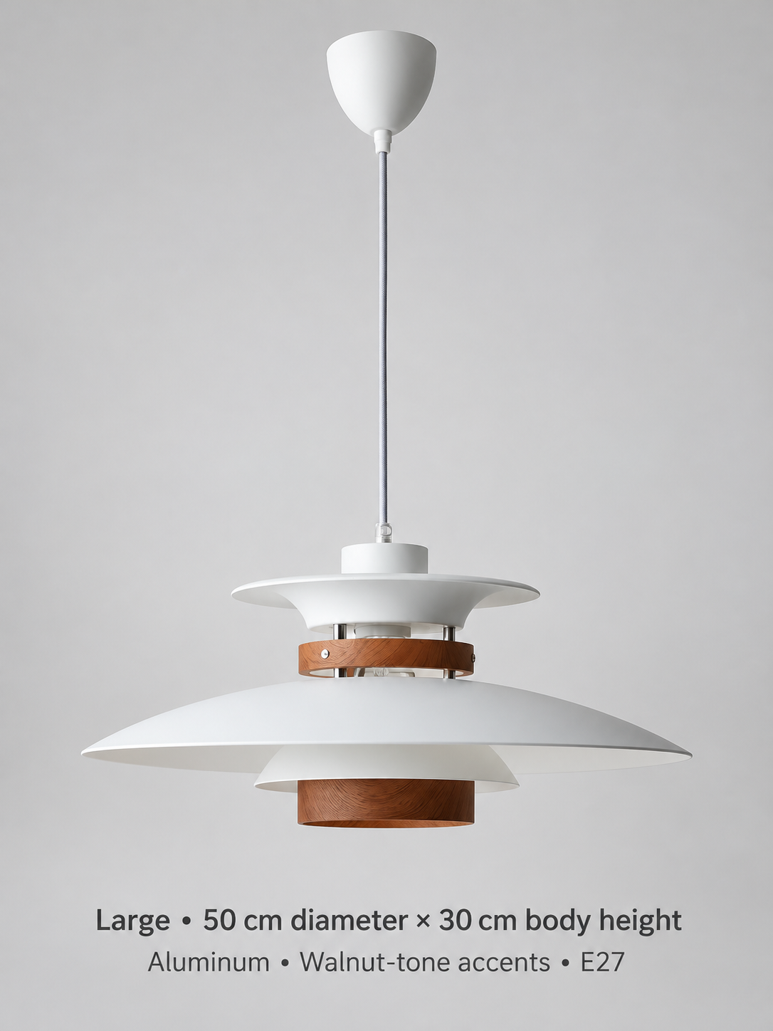 MD3338 tiered aluminum pendant, large white, unlit