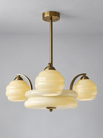 Sculpted Glass Chandelier in Chrome or Copper Tone — Copper-Tone / Cream / 3+1 shades — unlit product view