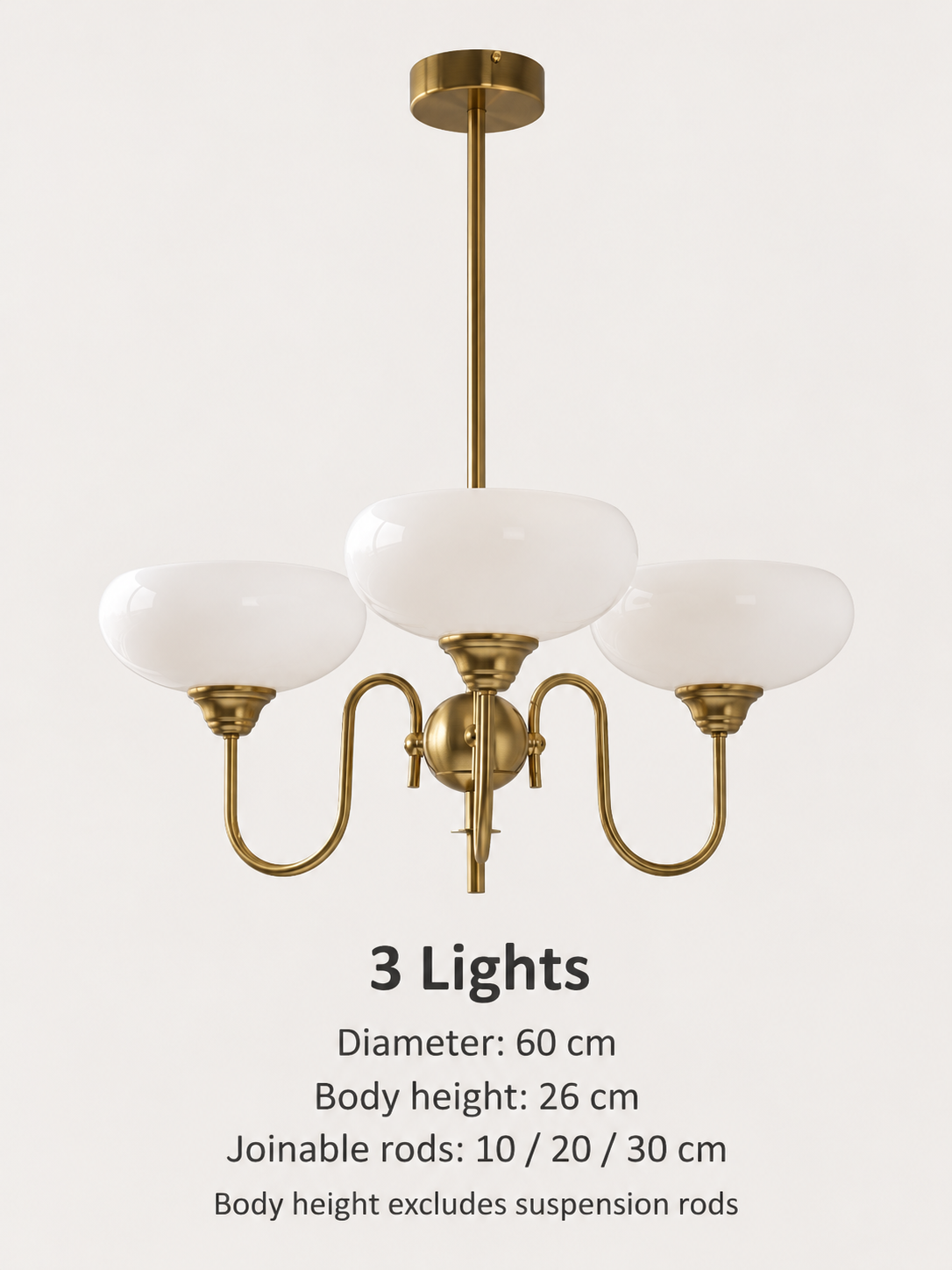 Three-light chandelier dimensions: diameter60cm body26cm