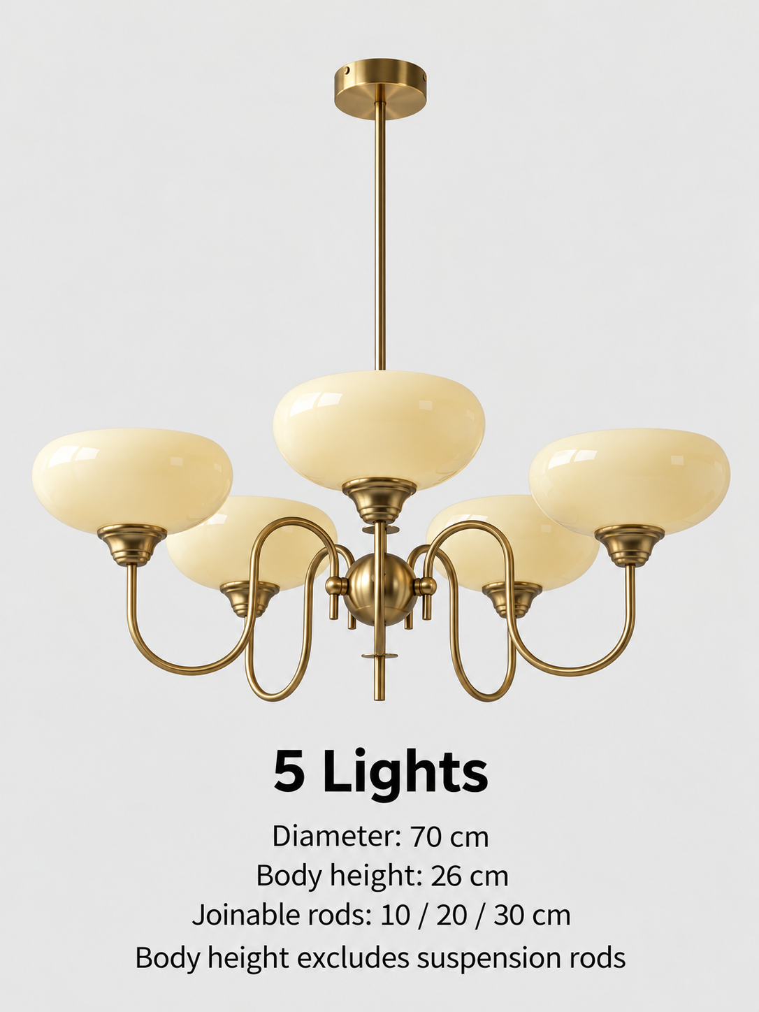 Five-light chandelier dimensions: diameter70cm body26cm
