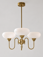 Copper / White / 3 lights looped-arm glass bowl chandelier, unlit