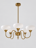 Copper / White / 5 lights looped-arm glass bowl chandelier, unlit