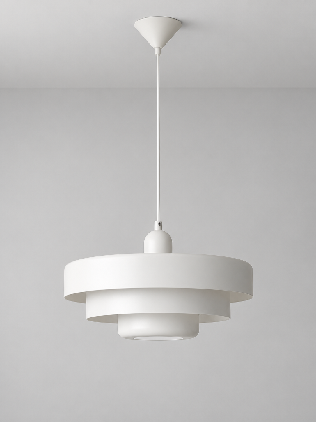 Layered Metal Pendant Light in Orange, White or Dark Green — White — unlit product view
