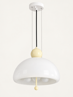 Cream Yellow / 3 × 5 W Opal Bulbs white glass dome pendant light, unlit