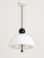 Black / 3 × 5 W Opal Bulbs white glass dome pendant light, unlit