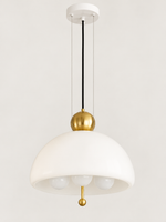 Copper Tone / 3 × 5 W Opal Bulbs white glass dome pendant light, unlit
