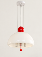 Red / 3 × 16 W Corn Bulbs white glass dome pendant light, unlit