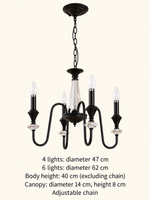 Black iron and crystal chandelier dimensions