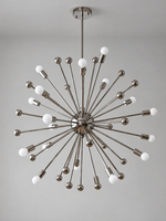 Chrome Ball-Tipped Sputnik Chandelier, 12 or 18 Lights — 18 Lights / Opal-White Bulbs — unlit product view