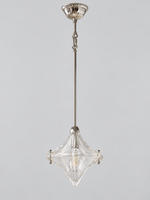 Sculpted Star Glass Single-Light Rod Pendant — Silver-Tone / 70 cm — unlit product view