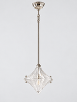 Sculpted Star Glass Single-Light Rod Pendant — Silver-Tone / 85 cm — unlit product view