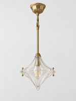 Sculpted Star Glass Single-Light Rod Pendant — Copper-Tone / 55 cm — unlit product view