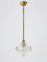 Sculpted Star Glass Single-Light Rod Pendant — Copper-Tone / 85 cm — unlit product view
