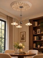 Chrome prismatic glass chandelier scene 3