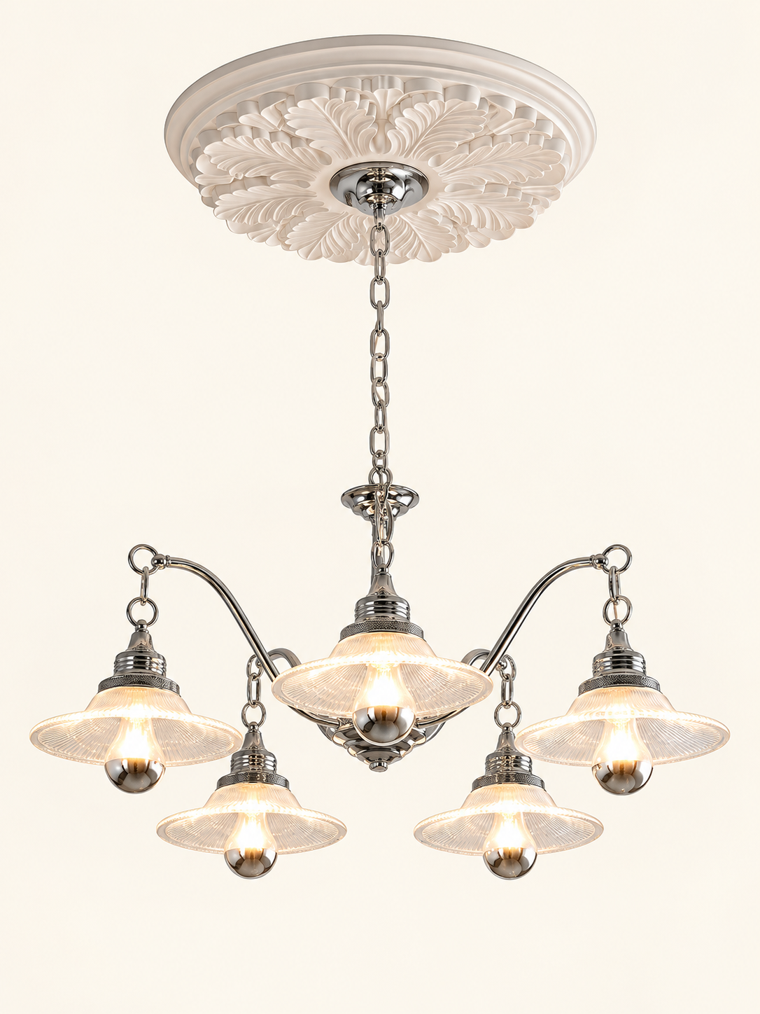 Chrome prismatic glass chandelier sku 5