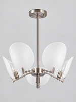 Satin Nickel-Tone Acrylic Petal Chandelier — 5 Lights / Single Tier — unlit product view