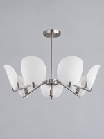 Satin Nickel-Tone Acrylic Petal Chandelier — 7 Lights / Single Tier — unlit product view