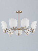 Satin Nickel-Tone Acrylic Petal Chandelier — 9 Lights / Single Tier — unlit product view
