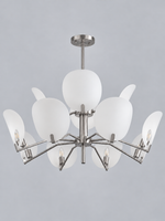 Satin Nickel-Tone Acrylic Petal Chandelier — 8+4 Lights / Two Tiers — unlit product view