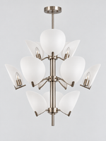 Satin Nickel-Tone Acrylic Petal Chandelier — 3+6+3 Lights / Three Tiers — unlit product view