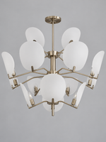Satin Nickel-Tone Acrylic Petal Chandelier — 4+8+4 Lights / Three Tiers — unlit product view