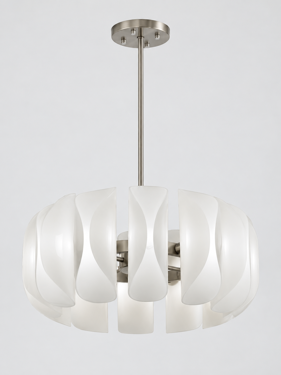 White Glass Petal Chandelier, Tiered or Linear — 12-light single tier — unlit product view